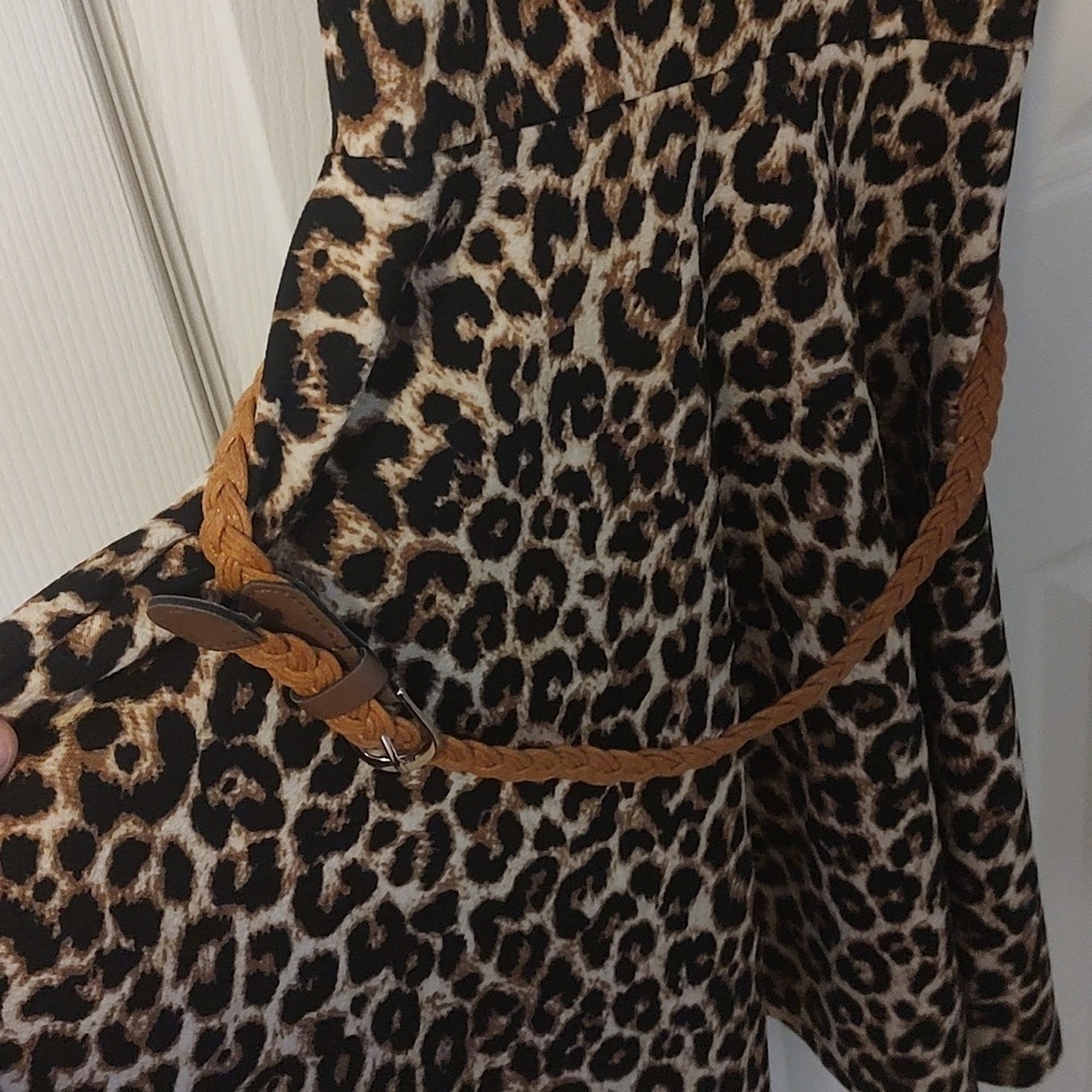 Leopard Print Short Sleeve Dress - Picture 2 of 5